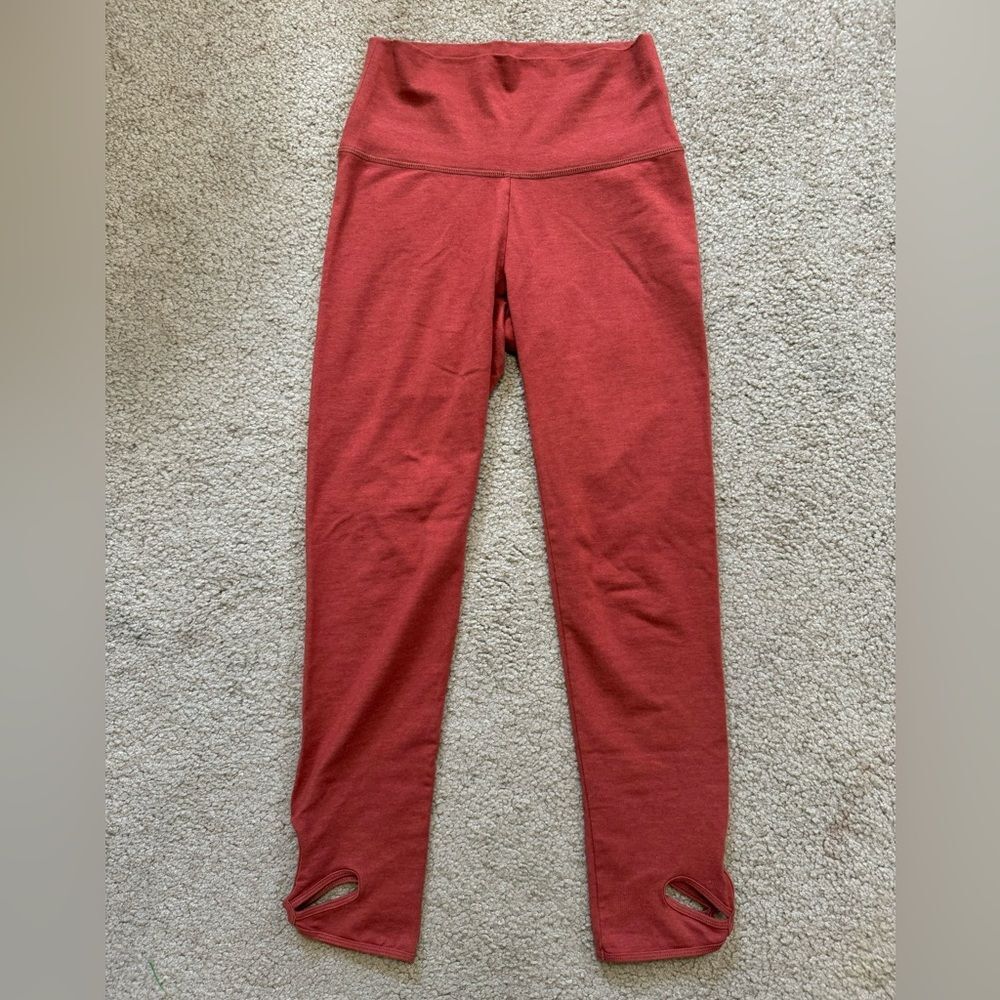 Aerie flower cutout chill cropped leggings, warm coral rose, size small